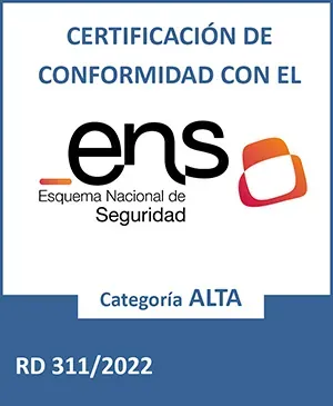 Distintivo de certificación del Esquema Nacional de Seguridad, categoría alta (RD 311/2022)